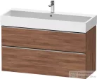 Duravit D-NEO 118,4x44,2 cm-es, 2 fiókos alsószekrény rozsdamentes acél hatású fogantyúval, mosdó és csaptelep nélkül, matt dió DE4375070790000
