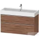 Duravit D-NEO 118,4x44,2 cm-es, 2 fiókos alsószekrény rozsdamentes acél hatású fogantyúval, mosdó és csaptelep nélkül, matt dió DE4375070790000