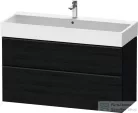 Duravit D-NEO 118,4x44,2 cm-es, 2 fiókos alsószekrény fekete színű fogantyúval, mosdó és csaptelep nélkül, matt fekete tölgy DE43750BD160000