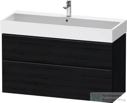 Duravit D-NEO 118,4x44,2 cm-es, 2 fiókos alsószekrény fekete színű fogantyúval, mosdó és csaptelep nélkül, matt fekete tölgy DE43750BD160000