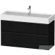 Duravit D-NEO 118,4x44,2 cm-es, 2 fiókos alsószekrény fekete színű fogantyúval, mosdó és csaptelep nélkül, matt fekete tölgy DE43750BD160000