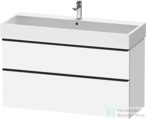 Duravit D-NEO 118,4x44,2 cm-es, 2 fiókos alsószekrény fekete színű fogantyúval, mosdó és csaptelep nélkül, matt fehér DE43750BD180000