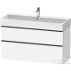 Duravit D-NEO 118,4x44,2 cm-es, 2 fiókos alsószekrény fekete színű fogantyúval, mosdó és csaptelep nélkül, matt fehér DE43750BD180000
