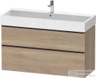 Duravit D-NEO 118,4x44,2 cm-es, 2 fiókos alsószekrény fekete színű fogantyúval, mosdó és csaptelep nélkül, márványos tölgy DE43750BD550000