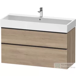   Duravit D-NEO 118,4x44,2 cm-es, 2 fiókos alsószekrény fekete színű fogantyúval, mosdó és csaptelep nélkül, márványos tölgy DE43750BD550000