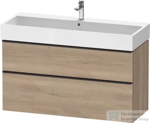 Duravit D-NEO 118,4x44,2 cm-es, 2 fiókos alsószekrény fekete színű fogantyúval, mosdó és csaptelep nélkül, márványos tölgy DE43750BD550000