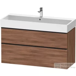   Duravit D-NEO 118,4x44,2 cm-es, 2 fiókos alsószekrény fekete színű fogantyúval, mosdó és csaptelep nélkül, matt dió DE43750BD790000