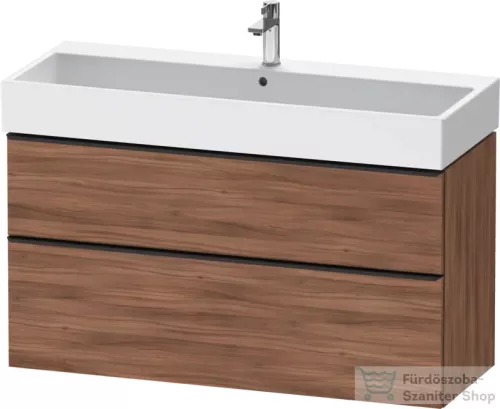 Duravit D-NEO 118,4x44,2 cm-es, 2 fiókos alsószekrény fekete színű fogantyúval, mosdó és csaptelep nélkül, matt dió DE43750BD790000