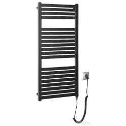   AQUALINE TONDI-E elektromos fürdőszobai radiátor, 450x970 mm, 300W, matt fekete (DE456T)