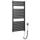 AQUALINE TONDI-E elektromos fürdőszobai radiátor, 450x970 mm, 300W, matt fekete (DE456T)
