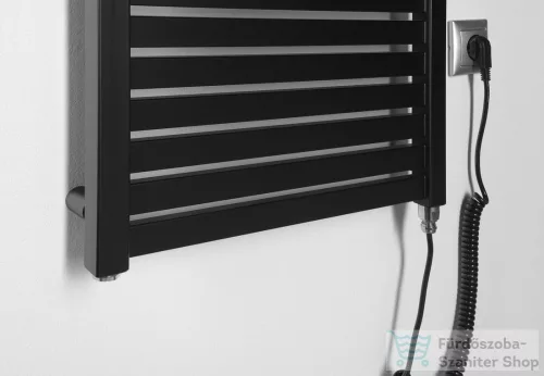 AQUALINE TONDI-E elektromos fürdőszobai radiátor, 450x970 mm, 300W, matt fekete (DE456T)