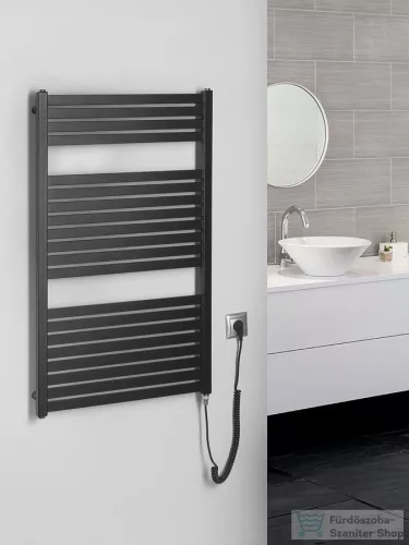 AQUALINE TONDI-E elektromos fürdőszobai radiátor, 600x970 mm, 400W, matt fekete (DE466T)
