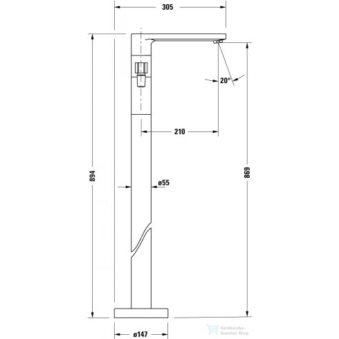 Duravit D-NEO szabadonálló kádtöltő csaptelep, zuhanyszettel, króm DE5250000