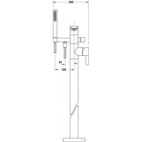 Duravit D-NEO szabadonálló kádtöltő csaptelep, zuhanyszettel, króm DE5250000