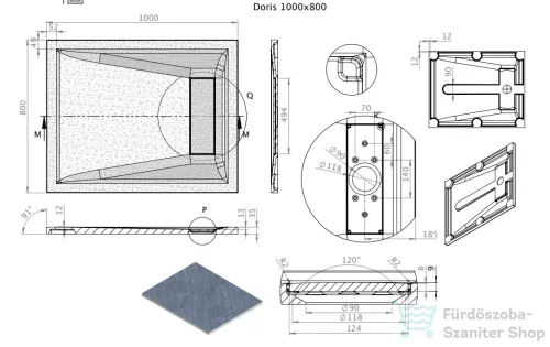 Radaway Doris F 100x80 műmárvány zuhanytálca, fehér DF1080-53