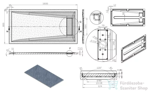 Radaway Doris F 160x80 műmárvány zuhanytálca, fehér DF1680-53