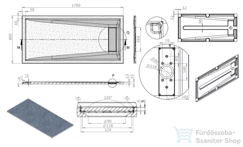 Radaway Doris F 170x80 műmárvány zuhanytálca, fehér DF1780-53
