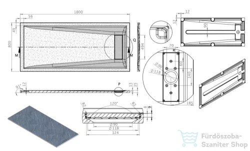 Radaway Doris F 180x80 műmárvány zuhanytálca, fehér DF1880-53