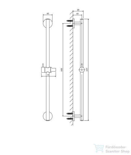 Omnires BAR 65,7 cm-es zuhanyrúd, matt fehér DR12WM