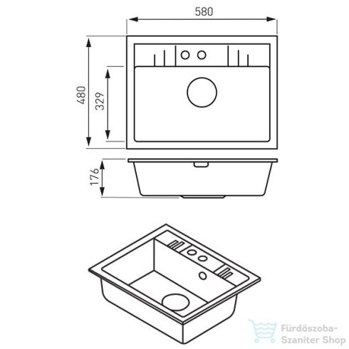 Ferro MEZZO II 1-medencés gránit mosogató 48/58, szürke DRGM1/48/58GA