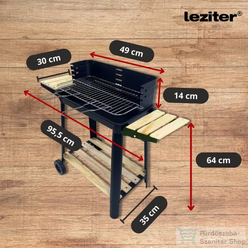 Leziter Téglalap alakú görgős faszenes grill DS-34