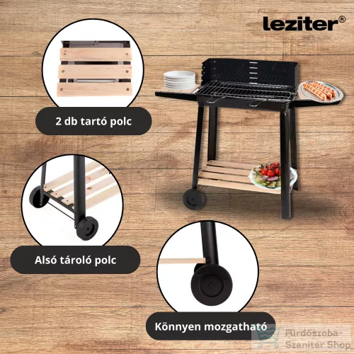 Leziter Téglalap alakú görgős faszenes grill DS-34