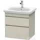 Duravit DURASTYLE 58x44,8 cm-es, 2 fiókos függesztett szekrény, 232065 mosdóhoz, matt taupe DS648009191