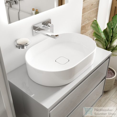 Ideal Standard CONNECT AIR 80x44 cm-es 2 fiókos alsószekrény pult és mosdó nélkül,Fényes világosszürke/matt fehér E0819EQ