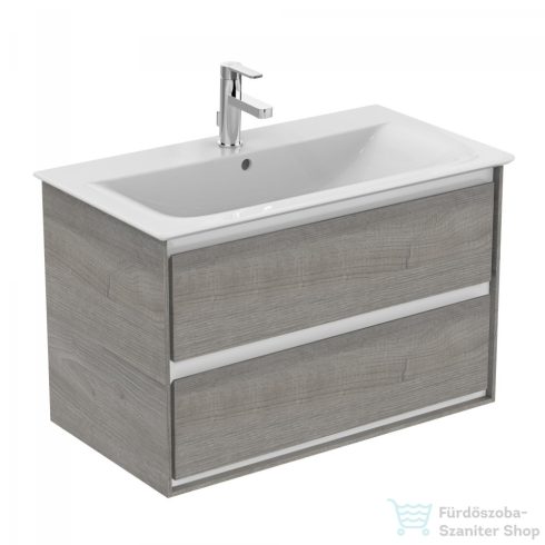 Ideal Standard CONNECT AIR 80x44 cm-es 2 fiókos alsószekrény pult és mosdó nélkül,Fa világosszürke/matt fehér E0819PS