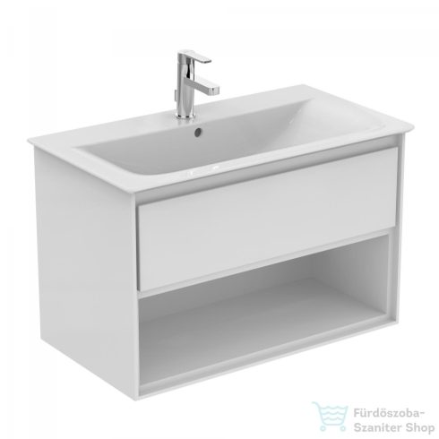 Ideal Standard CONNECT AIR 80x44 cm-es 1 fiókos alsószekrény pult és mosdó nélkül,Fényes fehér/matt szürke E0827KN