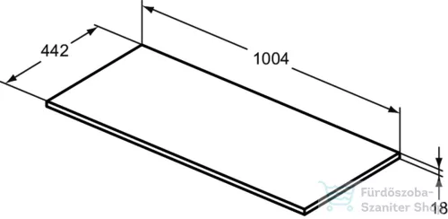 Ideal Standard CONNECT AIR 100,4x44,2 cm-es pult bútorra,kivágás nélkül,Fényes fehér E0851B2