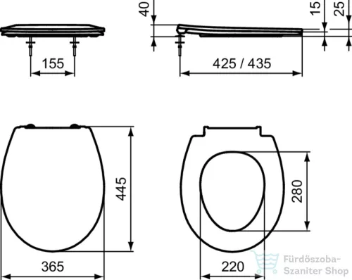 Ideal Standard Eurovit wc ülőke műanyag zsanérral,fehér E131601