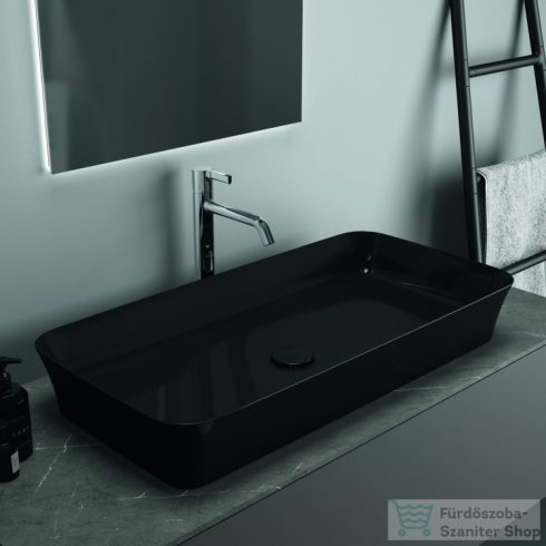 Ideal Standard IPALYSS 80x40 cm-es pultra ültethető mosdó nem zárható leeresztővel,fényes fekete E1391V2
