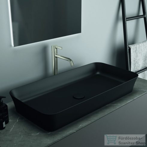 Ideal Standard IPALYSS 80x40 cm-es pultra ültethető mosdó nem zárható leeresztővel,matt fekete E1391V3