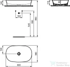 Ideal Standard IPALYSS 60x38 cm-es pultra ültethető mosdó nem zárható leeresztővel,matt fehér E1396V1