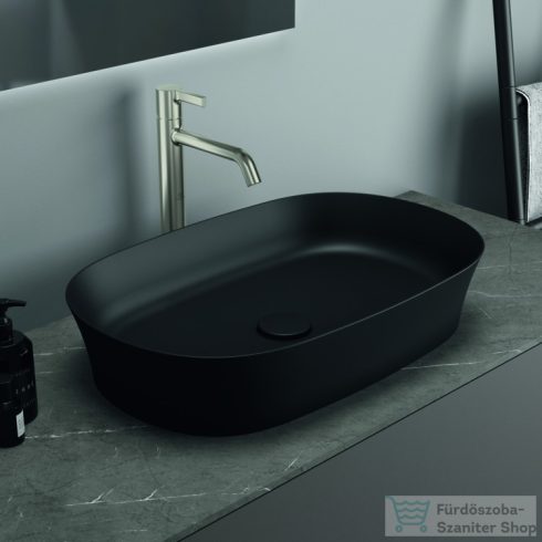 Ideal Standard IPALYSS 60x38 cm-es pultra ültethető mosdó nem zárható leeresztővel,matt fekete E1396V3