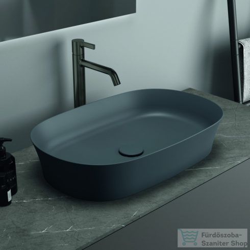 Ideal Standard IPALYSS 60x38 cm-es pultra ültethető mosdó nem zárható leeresztővel,slate grey E1396V5