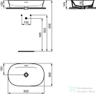 Ideal Standard IPALYSS 60x38 cm-es pultra ültethető mosdó leeresztő nélkül,fehér E139701