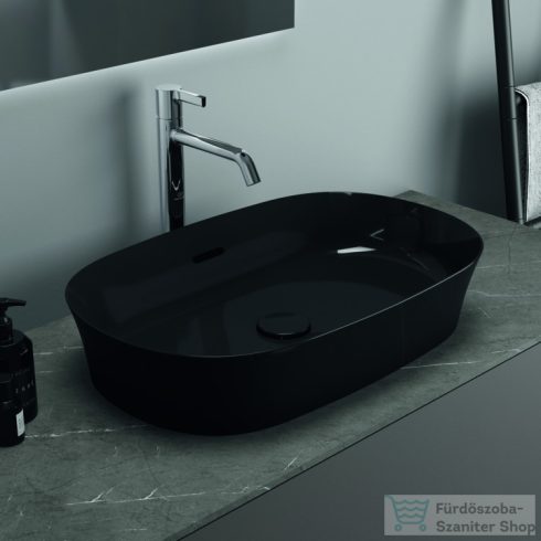 Ideal Standard IPALYSS 60x38 cm-es pultra ültethető mosdó leeresztő nélkül,fényes fekete E1397V2