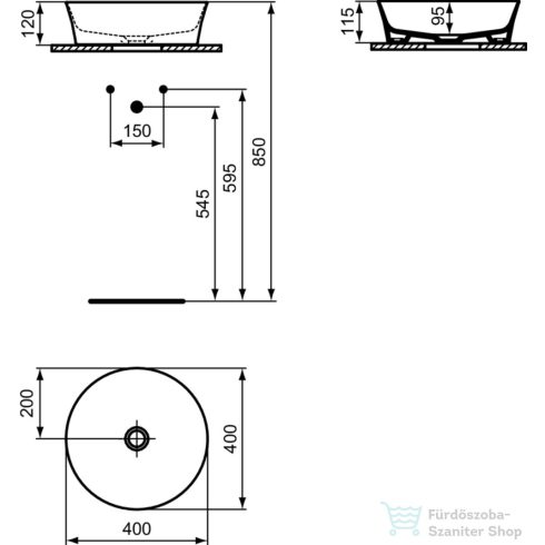 Ideal Standard IPALYSS 40 cm-es pultra ültethető mosdó nem zárható leeresztővel,Powder E1398X8