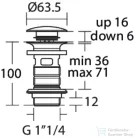 Ideal Standard click-clack leeresztő túlfolyós mosdóhoz, Brushed gold E1482A2