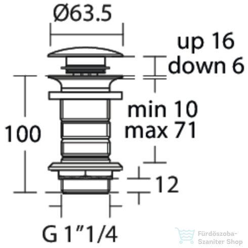 Ideal Standard click-clack leeresztő túlfolyó nélküli mosdóhoz,Silver storm E1483GN