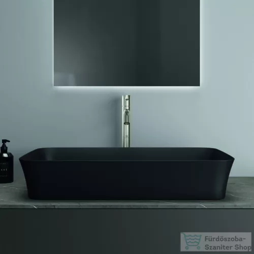 Ideal Standard IPALYSS 65x40 cm-es pultra ültethető mosdó nem zárható leeresztővel,matt fekete E1886V3