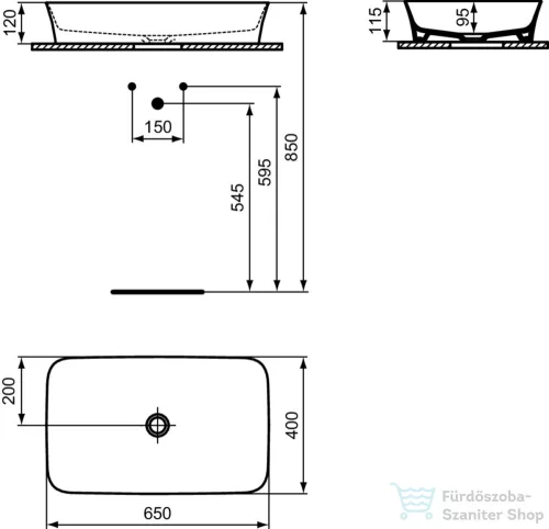 Ideal Standard IPALYSS 65x40 cm-es pultra ültethető mosdó nem zárható leeresztővel,Pomegranate E1886V6