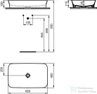 Ideal Standard IPALYSS 65x40 cm-es pultra ültethető mosdó nem zárható leeresztővel,Powder E1886X8