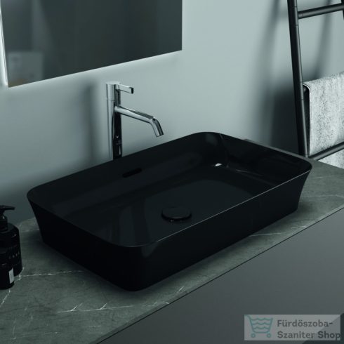Ideal Standard IPALYSS 65x39,5 cm-es pultra ültethető mosdó leeresztő nélkül,fényes fekete E1887V2
