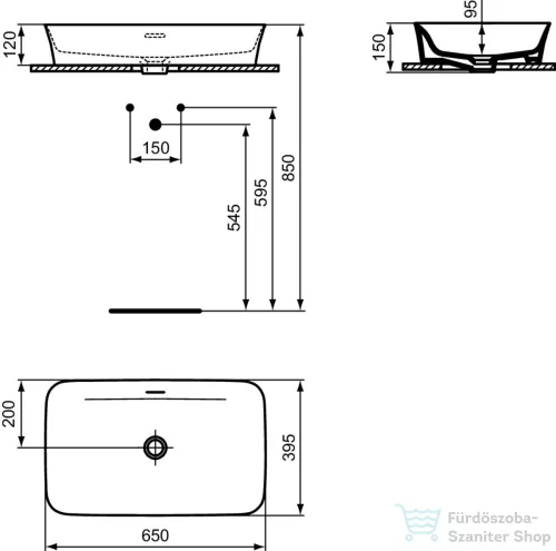 Ideal Standard IPALYSS 65x39,5 cm-es pultra ültethető mosdó leeresztő nélkül,Pomegranate E1887V6