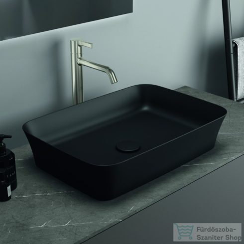 Ideal Standard IPALYSS 55x38 cm-es pultra ültethető mosdó nem zárható leeresztővel,matt fekete E2076V3
