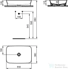 Ideal Standard IPALYSS 55x38 cm-es pultra ültethető mosdó nem zárható leeresztővel,matt fekete E2076V3