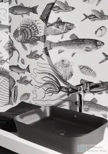 Ideal Standard IPALYSS 55x38 cm-es pultra ültethető mosdó nem zárható leeresztővel,matt fekete E2076V3